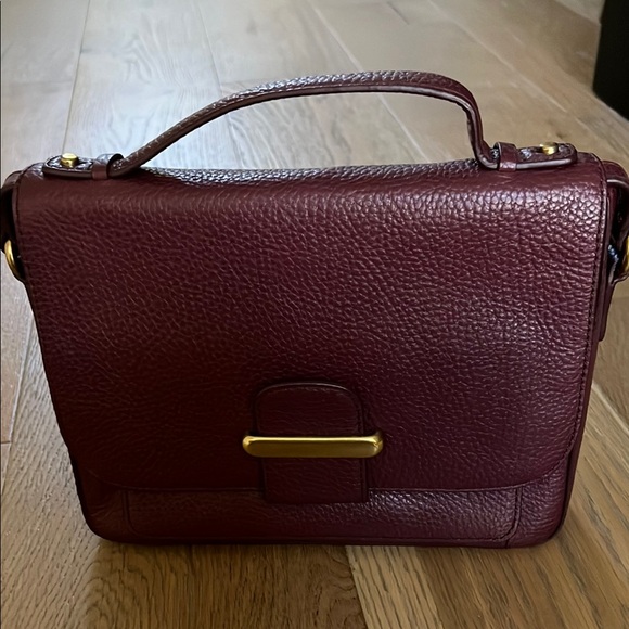 Fossil Brown Satchel with Pebbled Leather and Top Handle - Picture 1 of 7
